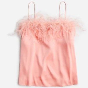 J. Crew Collection Limited-edition Feather-trim Stretch Silk-blend Tank Top  XS